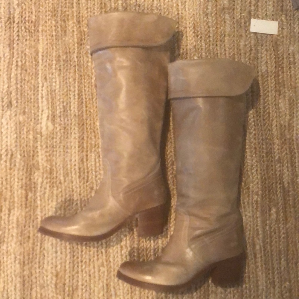 Frye “Jane” Over-the-knee Leather Boots - Tan